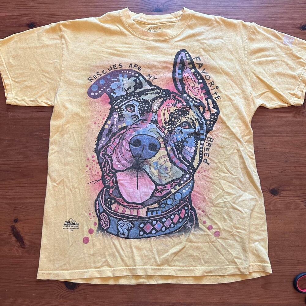 The Mountain brand tie dye Dog Rescue Shirt Pit Bull Medium Yellow